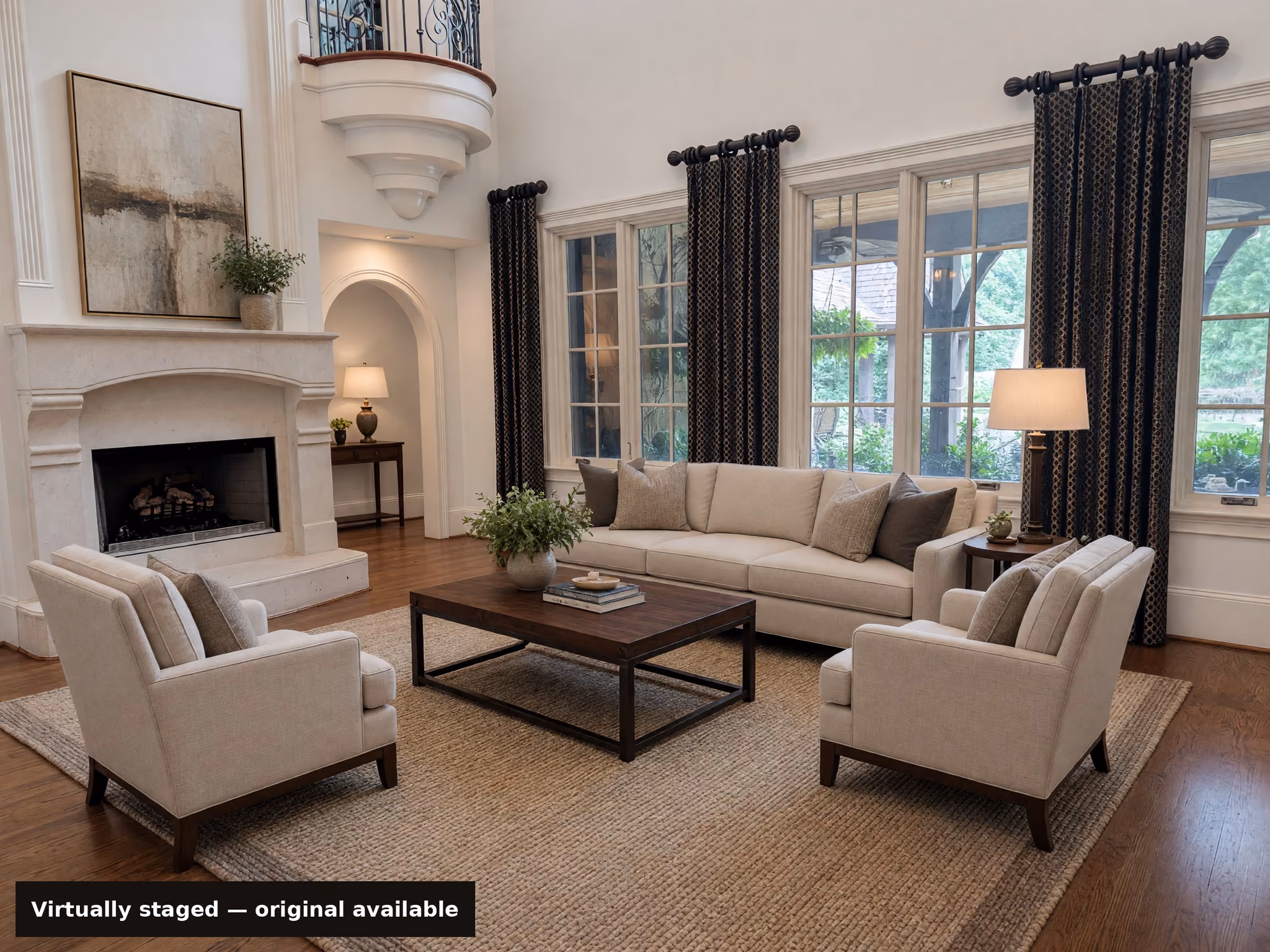 The same room after AI virtual staging — Quiet luxury style