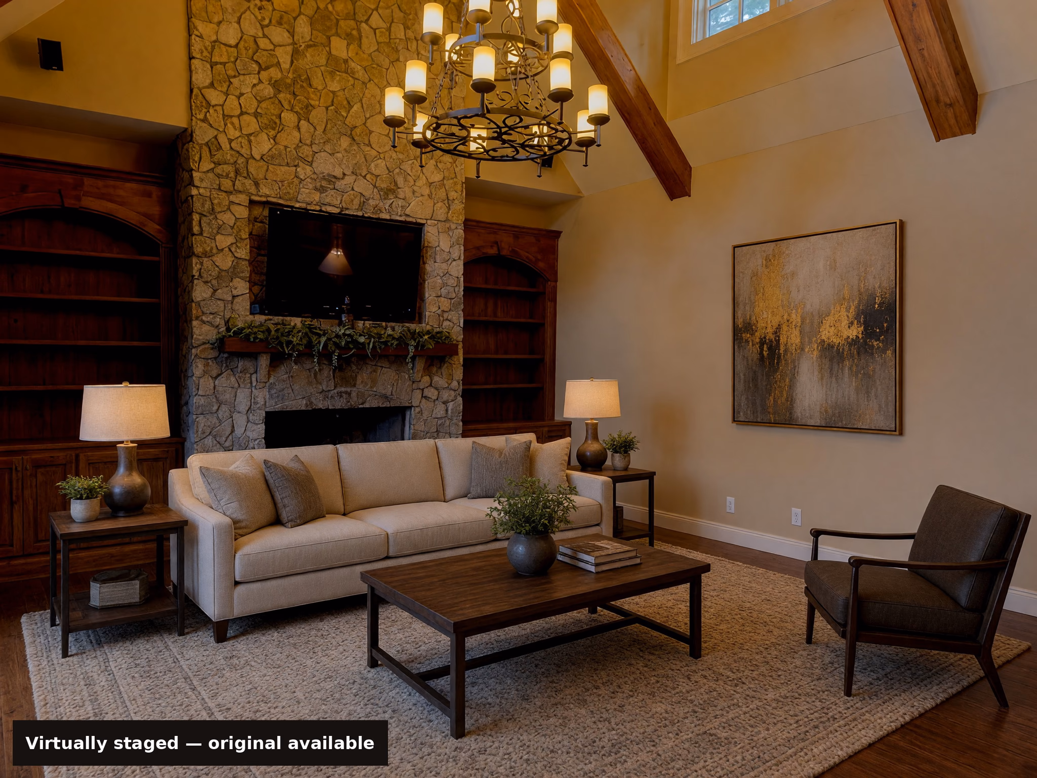 The same room after AI virtual staging — Virtually restaged style