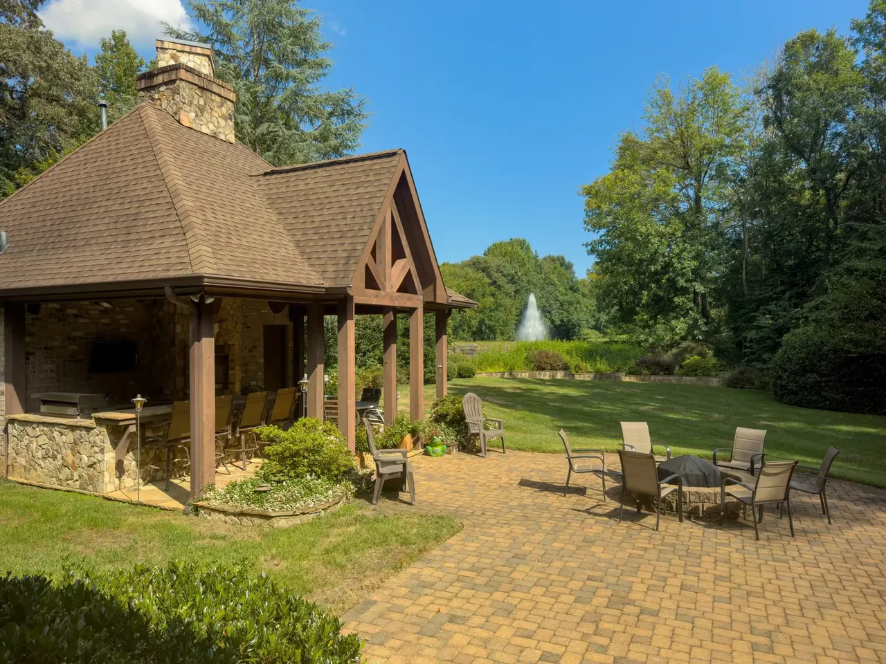 Cabana pavilion and stone patio