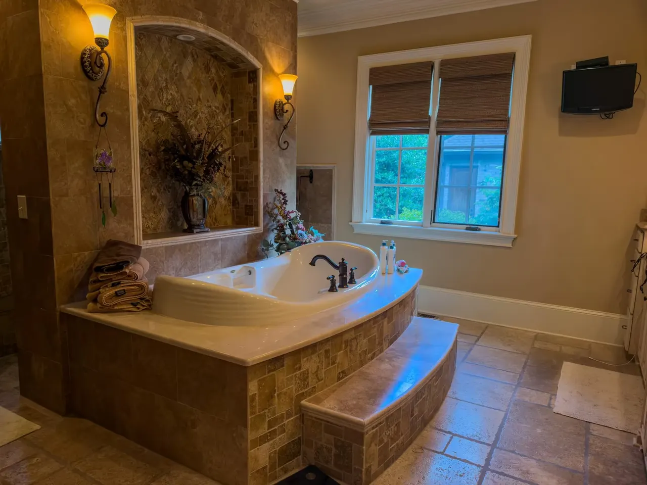 Primary bath, soaking tub under the window