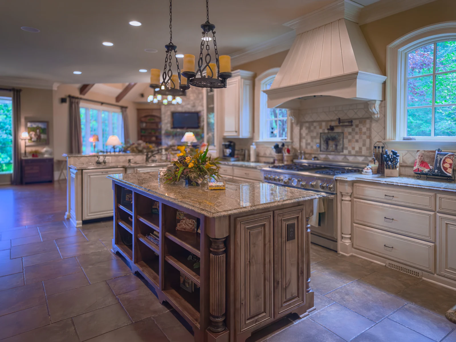 Kitchen island and cooking range at Secretariat Lane